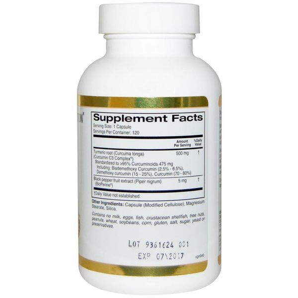 California Gold Nutrition, Комплекс с куркумином C3, 500 мг, 120 капсул в растительной оболочке CGN-00940 фото