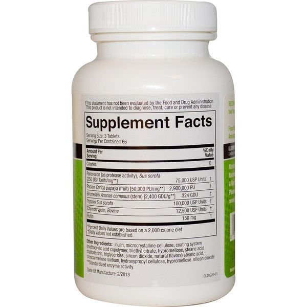 Naturally Vitamins, Medizym, системная ферментная формула, 200 таблеток NTV-20020 фото