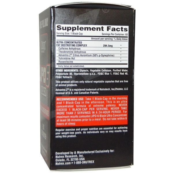 Nutrex Research Labs, Lipo 6 черный ультра-концентрат, 60 черных капсул NRX-00071 фото