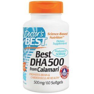Doctors Best, ДГК 500 з кальмара (Best DHA 500 from Calamari), 500 мг, 60 м'яких таблеток DRB-00259 фото