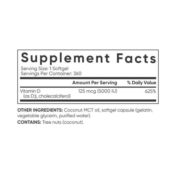 Vitamin D3 5000IU - 360 softgels 2023-10-4401 фото