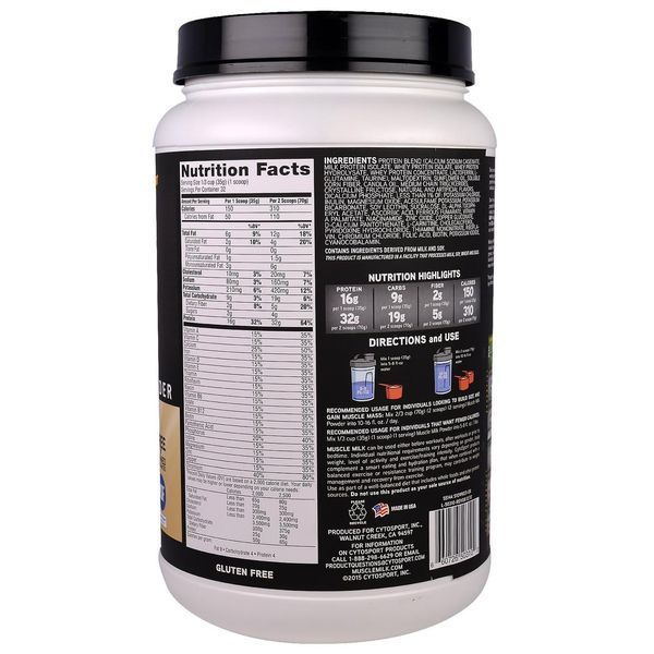 Cytosport, Inc, Genuine Muscle Milk, протеиновый порошок для развития сухой мышечной массы, со вкусом сливочной ванили, 2,47 фунтов (1120 г) CYT-50310 фото