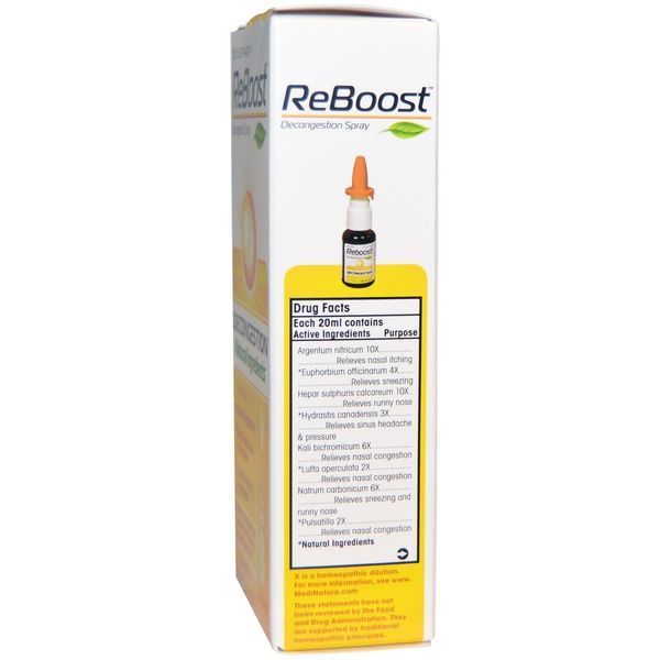 MediNatura, MediNatura, Reboost, Спрей от заложенности носа, 0,68 жидких унций (20 мл) HEE-10186 фото
