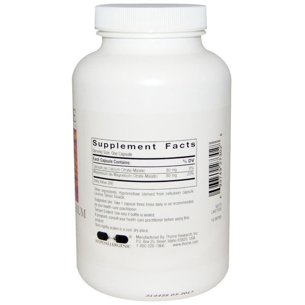 Thorne Research, Calcium-Magnesium Citramate, 240 Vegetarian Capsules THR-27302 фото
