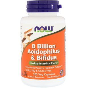 Now Foods, 8 Мільярдів Ацидофилов & Біфідобактерій, 120 капсул вегетаріанських NOW-02932 фото