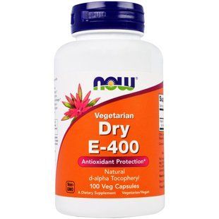 Витамин Е (Vitamin E) Now Foods, Сухой E-400, 100 растительных капсул NOW-00850 фото