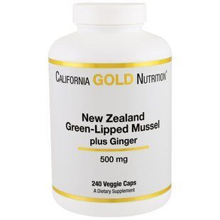 California Gold Nutrition, Новозеландский зеленогубый моллюск с имбирем, 500 мг, 240 капсул CGN-00942 фото