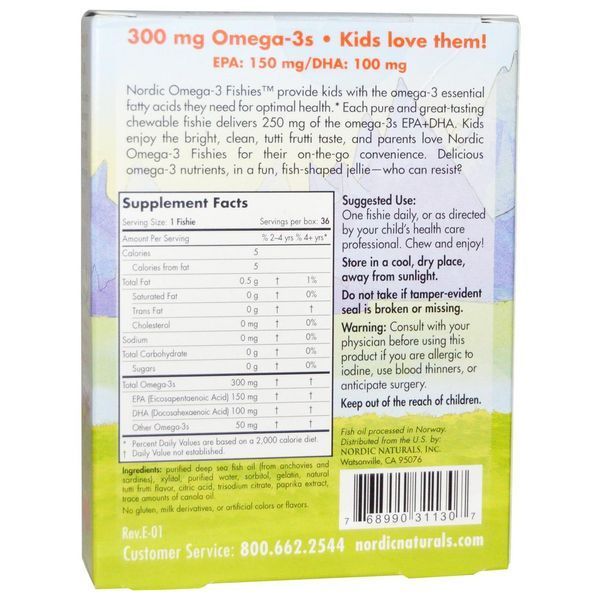 Nordic Naturals, Конфеты в виде рыбок от Nordic с омега-3, со вкусом засахаренных фруктов, 300 мг, 36 конфет NOR-31130 фото