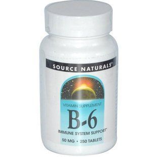 Source Naturals, Витамины B-6, 50 мг, 250 таблеток SNS-00412 фото