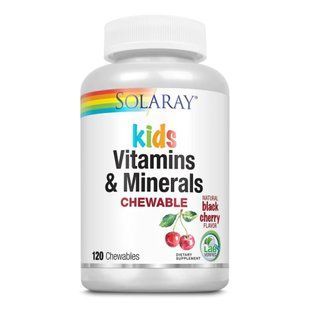Kids Vitamins & Minerals - 120 chewables Black Cherry (Повреждена банка) 2023-10-7822 фото
