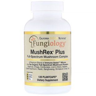 California Gold Nutrition, Микология, MushRex Plus, грибной комплекс полного спектра, 120 веганских капсул CGN-01258 фото