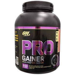 Optimum Nutrition, Протеин для набора веса Pro Gainer, с высоким содержанием белка, клубничный крем, 5,09 фунта (2,31 кг) OPN-02977 фото