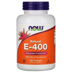 Now Foods, Натуральный витамин E-400 с разными типами токоферола, 250 желатиновых капсул NOW-00894 фото