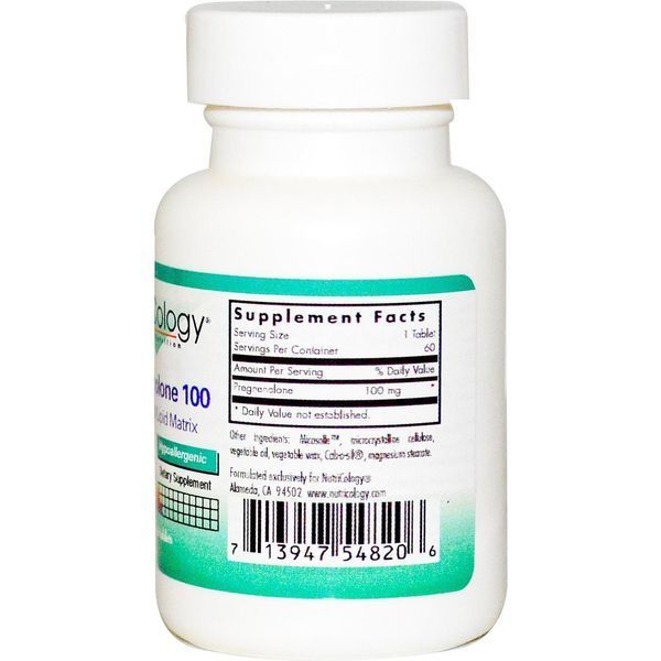 Nutricology, Прегненолон 100, 60 таблеток з насічкою ARG-54820 фото