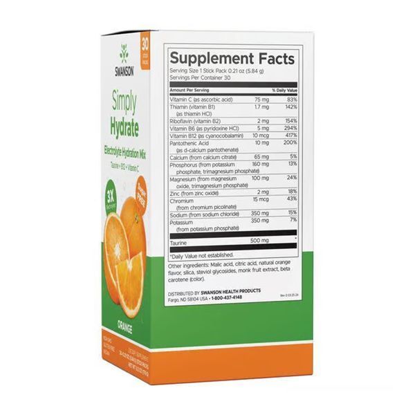 Simply Hydrate Electrolyte Hydration Mix - 30 packs Orange (До 08.26) 2024-11-0266 фото