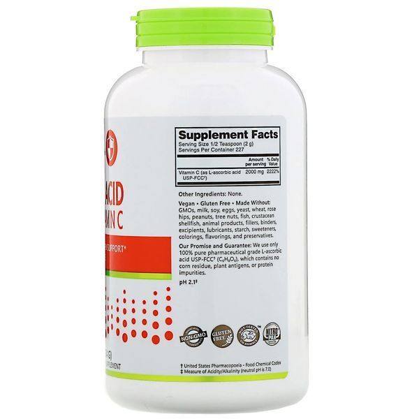 NutriBiotic, Аскорбиновая кислота, кристаллический порошок, 16 унций (454 г) NBC-00201 фото