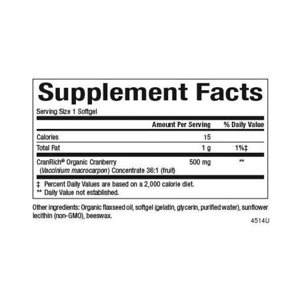 CranRich&reg;️ Super Strength Organic Cranberry Concentrate 500mg - 90 softgels 2023-10-3836 фото