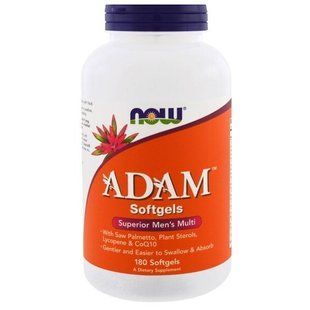 Витамины для мужчин Now Foods, ADAM, мужской поливитамин высшего класса, 180 желатиновых капсул NOW-03881 фото
