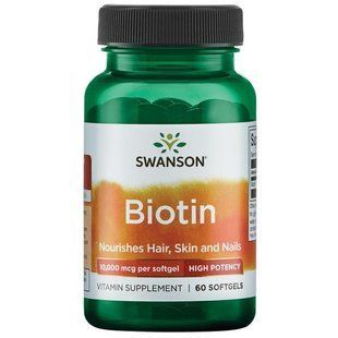 Биотин, Витамин В7 Swanson Biotin (10000мкг) 60капс. SW1686 фото