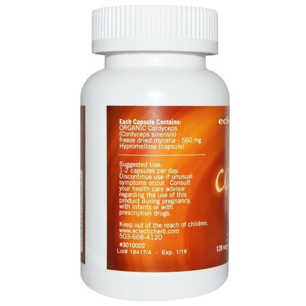 Eclectic Institute, Mycetobotanicals, кордицепс, свежий, сублимированный, 560 мг, 120 вегетарианских капсул ECL-30100 фото
