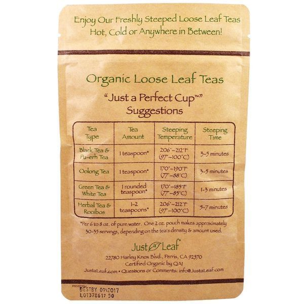 Just a Leaf Organic Tea, Black Tea, English Breakfast Loose Leaf Tea, Full Bodied and 100% Pure, No GMOs, 2 oz (56 g) JAL-01015 фото