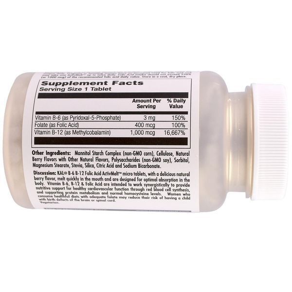 KAL, B-6 B-12 Folic Acid ActivMelt, 60ct CAL-65185 фото