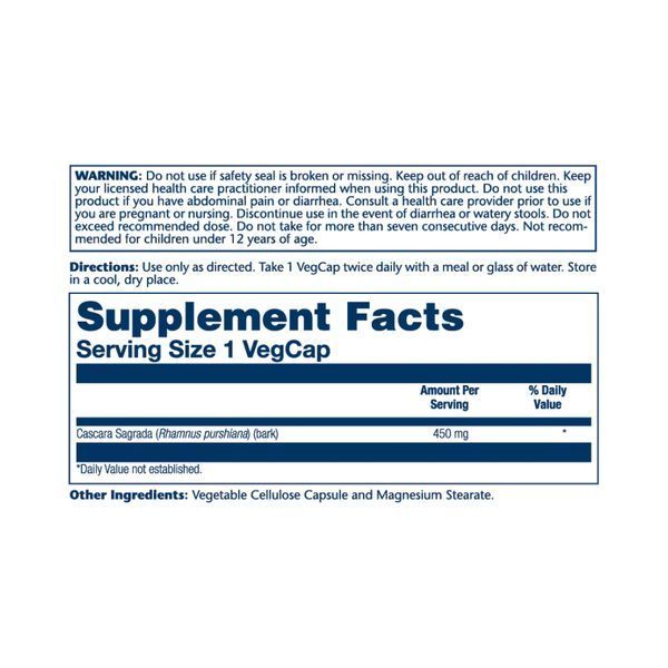 Cascara Sagrada Bark 450mg - 100 vcaps 2023-10-2125 фото