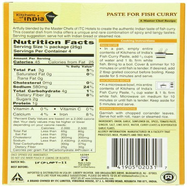 Kitchens of India, Paste For Fish Curry , 3.5 oz (100 g) INA-02031 фото