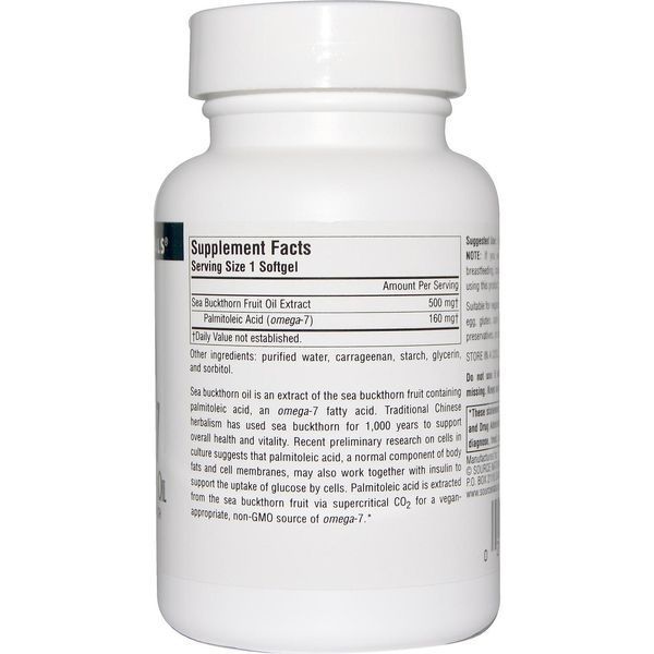 Source Naturals, Омега-7, масло ягод облепихи, 60 капсул растительного происхождения SNS-02554 фото