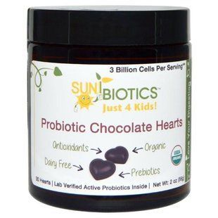 Sunbiotics, Just for Kids!, пробиотические шоколадные сердечки для детей, 30 сердечек, 2 унции (56 г) SBS-53755 фото