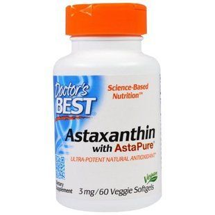 Doctors Best Астаксантин з AstaPure, 3 мг, 60 вегетаріанських м'яких желатинових капсул DRB-00413 фото