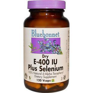 Bluebonnet Nutrition, E-400 IU, плюс селен 120 овочевих капсул BLB-00632 фото