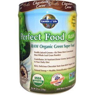 Garden of Life, Свежее органическое зеленое суперпитание Perfect Food RAW, шоколад-какао, 20 унций (570 г) GOL-11709 фото