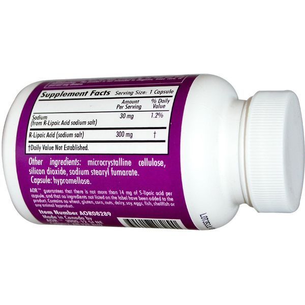 Advanced Orthomolecular Research AOR, R-липоевая кислота в высоких дозировках, 60 капсул AOR-08289 фото