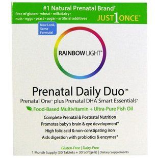 Rainbow Light, Пренатальные мультивитамины Prenatal One plus Prenatal DHA Smart Essentials, на 1 месяц (30 таблеток + 30 желатиновых капсул) RLT-60006 фото