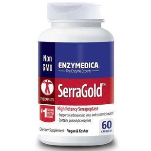 Enzymedica, SerraGold, високоактивна серрапептаза, 60 капсул ENZ-26300 фото