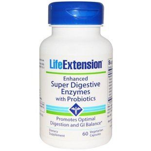 Life Extension, Посилені ензими з пробіотиками для хорошого травлення, 60 капсул вегетаріанських LEX-20226 фото