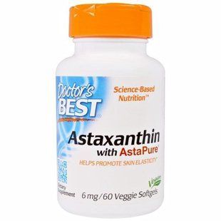 Doctors Best Астаксантин з AstaPure, 6 мг, 60 вегетаріанських м'яких капсул DRB-00415 фото