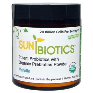 Sunbiotics, Organic, высокоэффективные пробиотики с органическими пребиотиками в порошке, ваниль, 2 унции (57 г) SBS-79521 фото