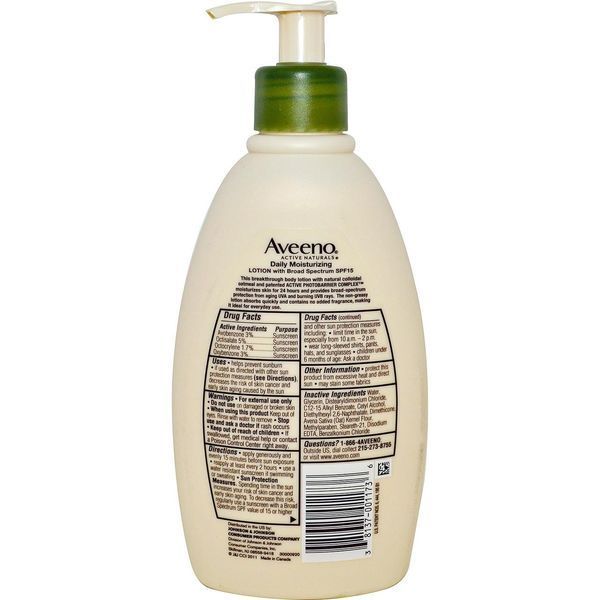 Aveeno, Active Naturals, Daily Moisturizing Lotion, SPF15, 12 fl oz AVO-01173 фото