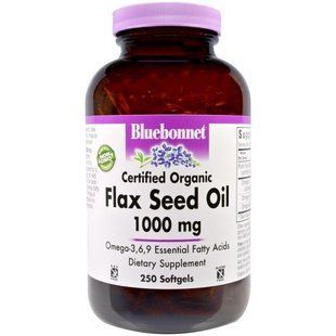 Bluebonnet Nutrition, Льняное масло, сертифицированное органическое, 1000 мг, 250 желатиновых капсул BLB-00923 фото
