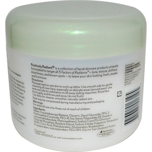 Aveeno, Active Naturals, Positively Radiant Cleansing Pads, 28ct AVO-01310 фото