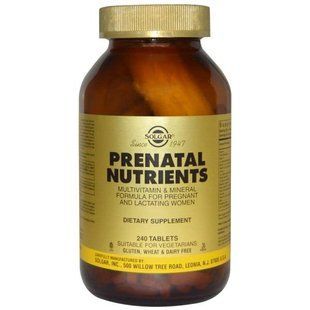 Мультивитамины и мультиминералы для беременных, Solgar, Prenatal Nutrients, 240 таблеток SOL-02273 фото