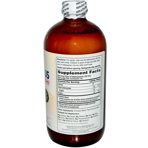American Health, Пробиотик Ацидофилус, Обычный Вкус 16 жидких унции (472 мл) AMH-00870 фото