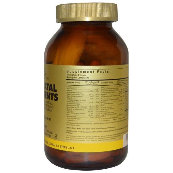 Мультивитамины и мультиминералы для беременных, Solgar, Prenatal Nutrients, 240 таблеток SOL-02273 фото