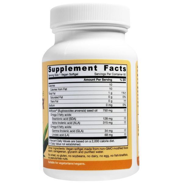 Jarrow Formulas, Масло Ахифлауэр, 60 вегетарианских мягких желатиновых капсул JRW-11012 фото