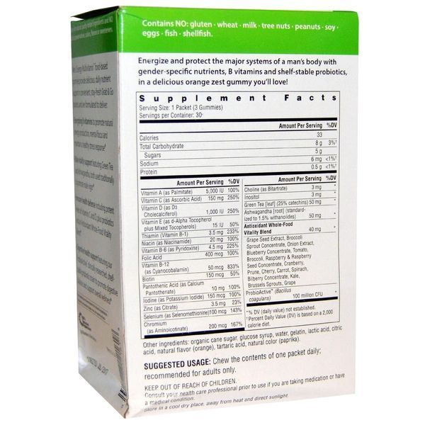 Rainbow Light, Mens Energy Multivitamin Gummy, Orange Zest Flavor, 30 Packets RLT-12161 фото