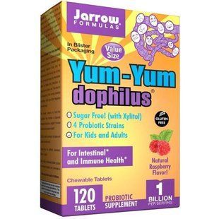 Jarrow Formulas, Yum-Yum Dophilus, без сахара, натуральный малиновый вкус, 120 жевательных таблеток (Ice) JRW-32005 фото