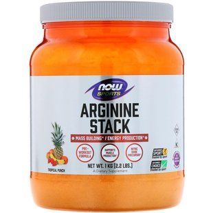 Now Foods, Аргининовый супер порошок для спортсменів, тропічний пунш, 2,2 фунта (1 кг) NOW-02005 фото