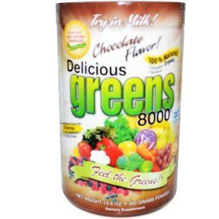 Greens World, Вкусная зелень 8000, шоколадный вкус, 10,6 унций (300 г) в виде порошка GWI-00077 фото